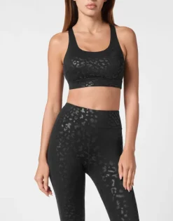 Outlet Black Leopard Sport Bra Damen Sportbekleidung