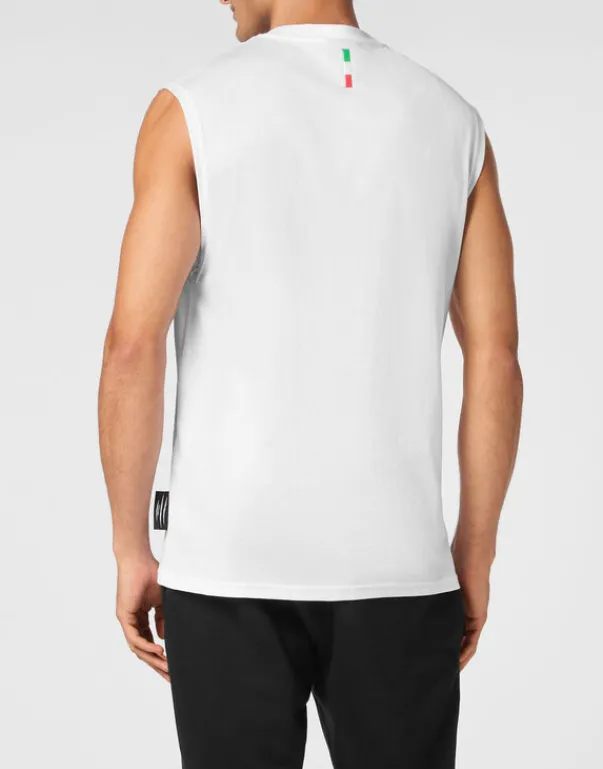 Hot Cotton Dotted T-shirt Round Neck Sleeveless Lamina Tiger Herren T-shirt