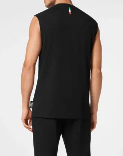 Online Cotton Dotted T-shirt Round Neck Sleeveless Lamina Tiger Herren T-shirt