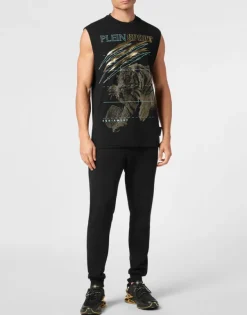 Hot Cotton Dotted T-shirt Round Neck Sleeveless Lamina Tiger Herren T-shirt