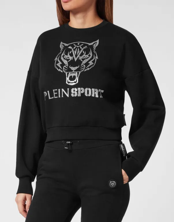 Outlet Cropped Hoodie Sweatjacket Tiger Damen Sportbekleidung