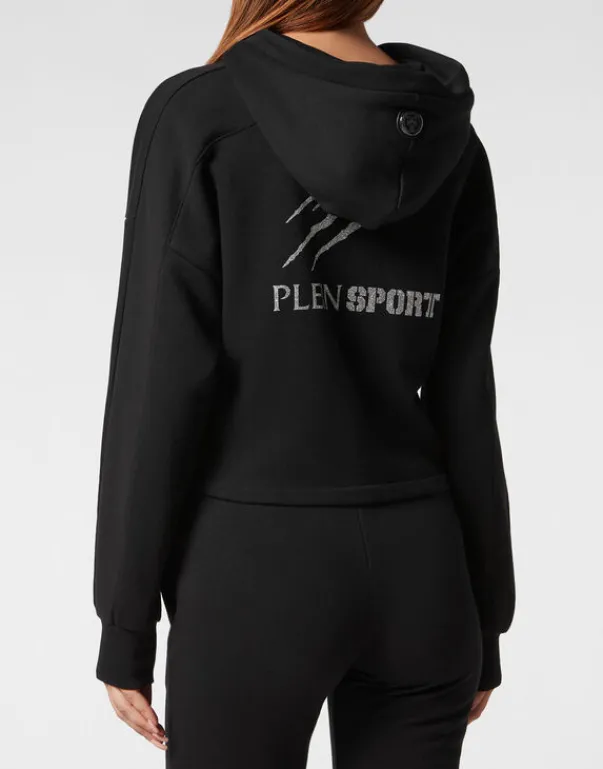 Fashion Cropped Hoodie Sweatjacket Scratch Damen Sportbekleidung