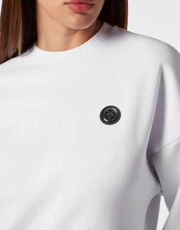 New Cropped Sweatshirt LS Glitter Damen Sportbekleidung