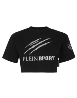 New Cropped T-shirt Round Neck Scratch Damen T-shirts & Poloshirts
