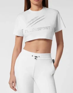 New Cropped T-shirt Round Neck Scratch Damen T-shirts & Poloshirts