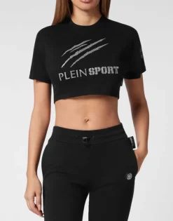 New Cropped T-shirt Round Neck Scratch Damen T-shirts & Poloshirts