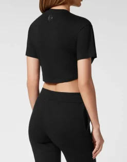 New Cropped T-shirt Round Neck Scratch Damen T-shirts & Poloshirts