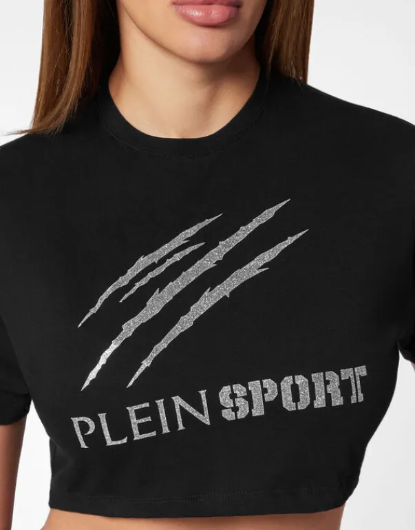 New Cropped T-shirt Round Neck Scratch Damen T-shirts & Poloshirts