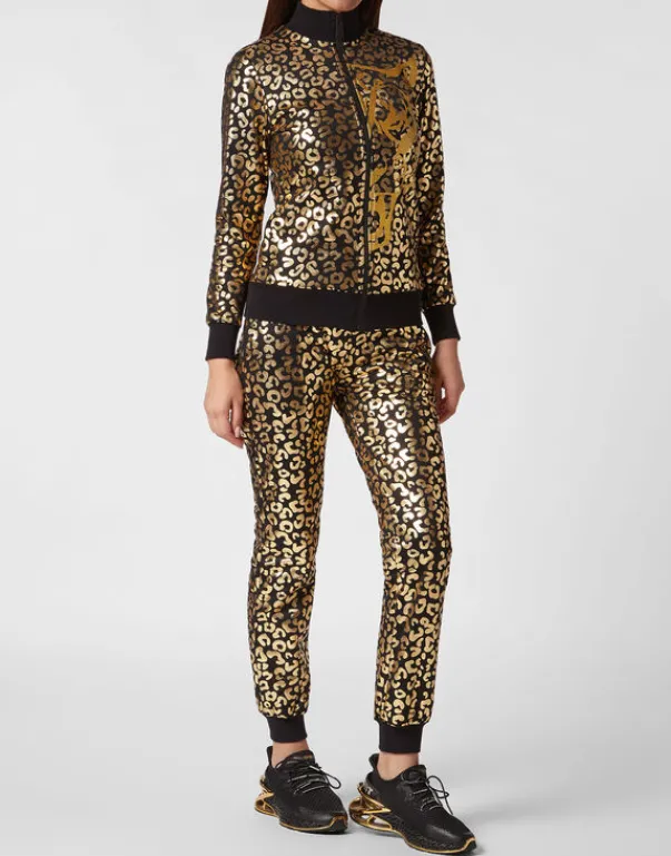 Discount Jogging Tracksuit: Top/Trousers Leopard Damen Sportbekleidung