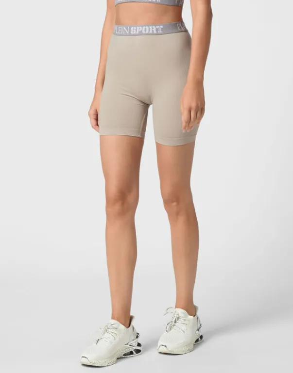 Fashion Rib Seamless Biker Shorts Logo Damen Sportbekleidung
