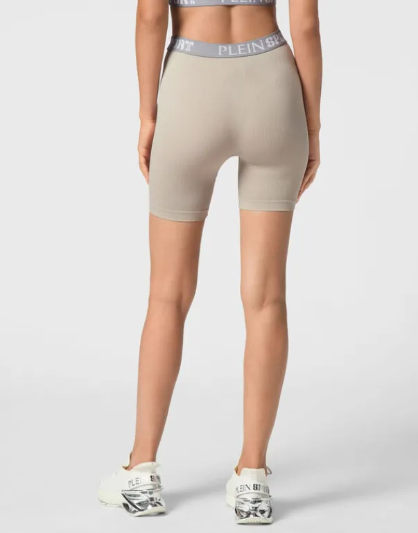 Fashion Rib Seamless Biker Shorts Logo Damen Sportbekleidung