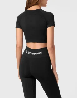 Outlet Seamless Cropped T-shirt V-Neck SS Logo Damen T-shirts & Poloshirts