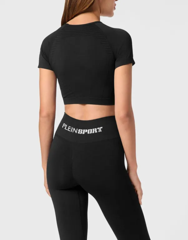 Outlet Seamless Cropped T-shirt V-Neck SS Logo Damen T-shirts & Poloshirts