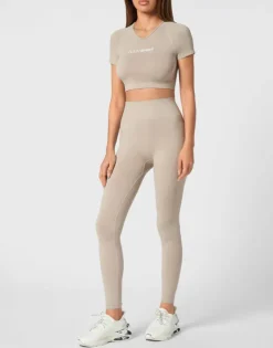 Fashion Seamless Cropped T-shirt V-Neck SS Logo Damen T-shirts & Poloshirts