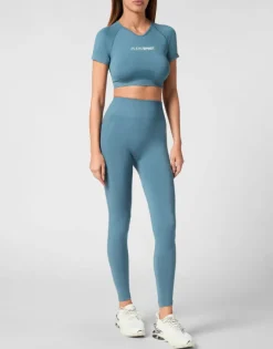 Discount Seamless Cropped T-shirt V-Neck SS Logo Damen T-shirts & Poloshirts