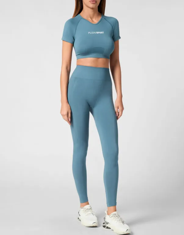 Discount Seamless Cropped T-shirt V-Neck SS Logo Damen T-shirts & Poloshirts