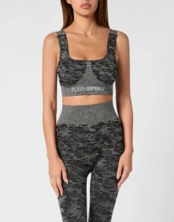 Outlet Seamless Crossed Straps Sport Bra Logo Damen Sportbekleidung