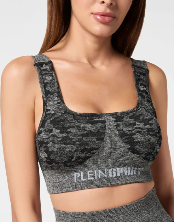 Outlet Seamless Crossed Straps Sport Bra Logo Damen Sportbekleidung