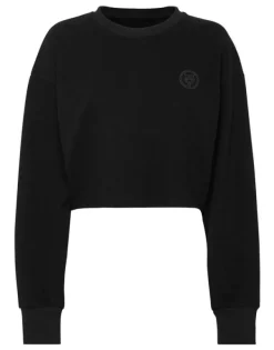 Fashion Sponge Cropped Sweatshirt Round Neck LS Damen Sportbekleidung