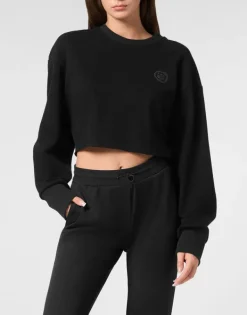 Fashion Sponge Cropped Sweatshirt Round Neck LS Damen Sportbekleidung
