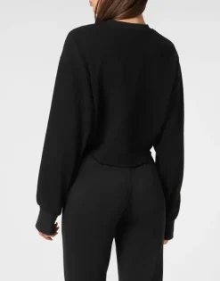 Fashion Sponge Cropped Sweatshirt Round Neck LS Damen Sportbekleidung