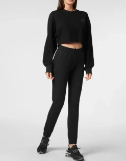 Fashion Sponge Cropped Sweatshirt Round Neck LS Damen Sportbekleidung