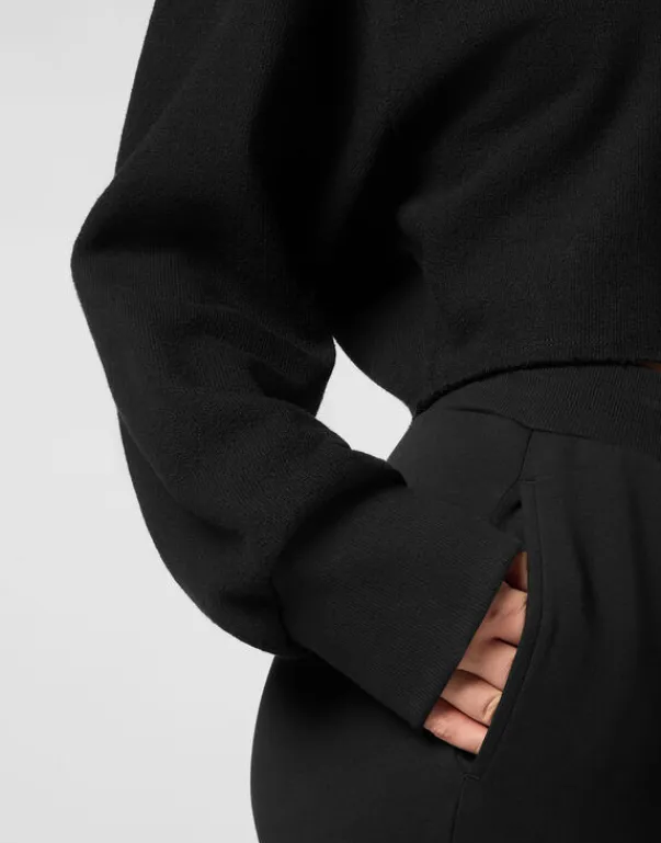 Fashion Sponge Cropped Sweatshirt Round Neck LS Damen Sportbekleidung